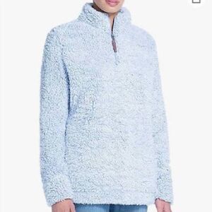 Weatherproof Sherpa Fleece Sweater Jacket Light Blue Size Small